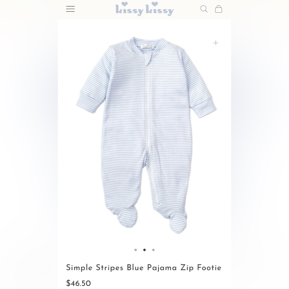 Kissy kissy Simple Stripes Blue Pajama Zip Footie